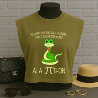 Python Pithon Pi Symbol Funny Math Teacher Garment-Dyed Women's Muscle Tee