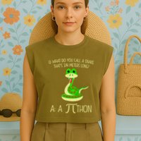 Python Pithon Pi Symbol Funny Math Teacher Garment-Dyed Women's Muscle Tee
