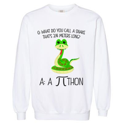 Python Pithon Pi Symbol Funny Math Teacher Garment-Dyed Sweatshirt
