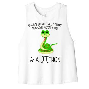 Python Pithon Pi Symbol Funny Math Teacher Women's Racerback Cropped Tank