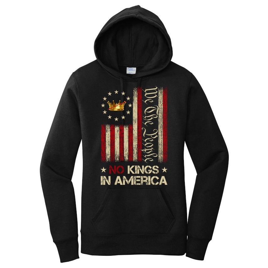 Patriotic Pro-Democracy Protest No Kings In America Women's Pullover Hoodie