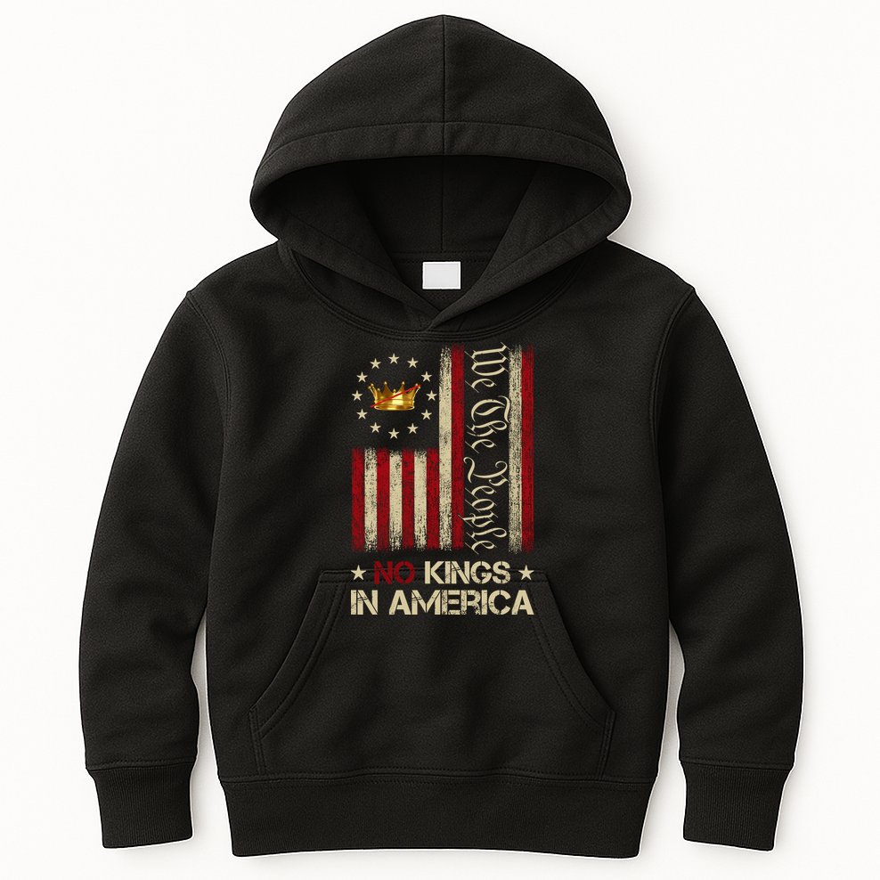 Patriotic Pro-Democracy Protest No Kings In America Kids Hoodie
