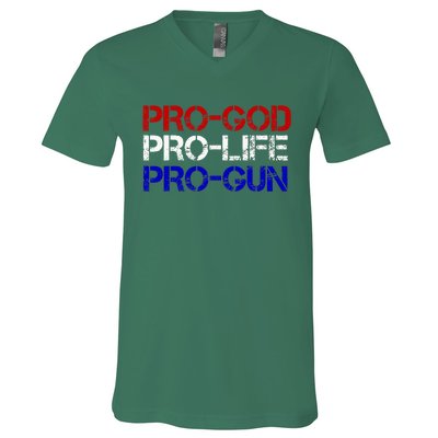 Progod Prolife Progun Conservative V-Neck T-Shirt