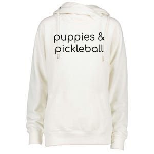 Puppies & Pickleball Womens Funnel Neck Pullover Hood