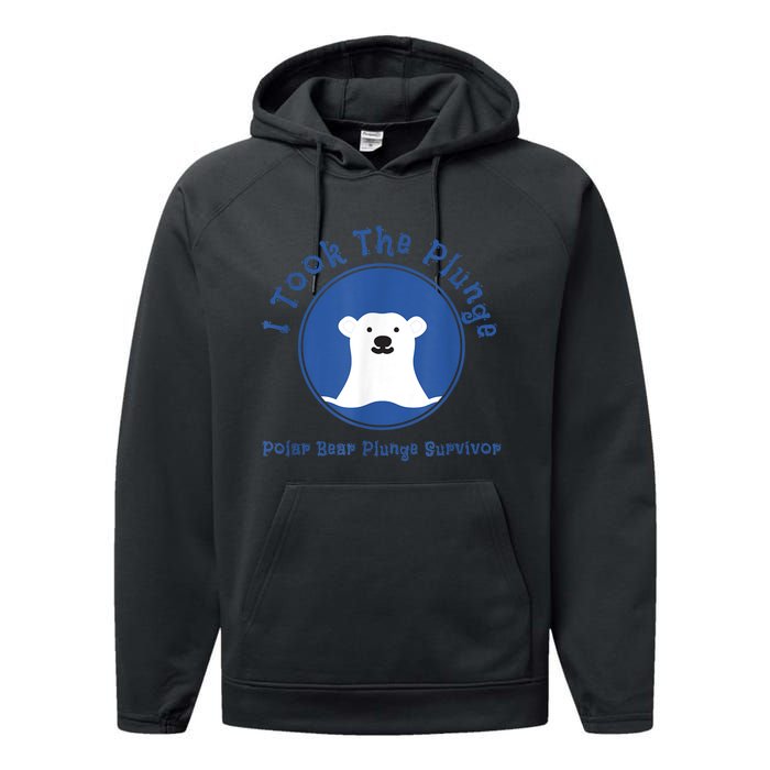 Polar Plunge Polar Bear I Took The Plunge Performance Fleece Hoodie