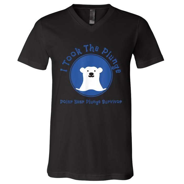 Polar Plunge Polar Bear I Took The Plunge V-Neck T-Shirt