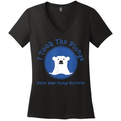 Polar Plunge Polar Bear I Took The Plunge Women's V-Neck T-Shirt
