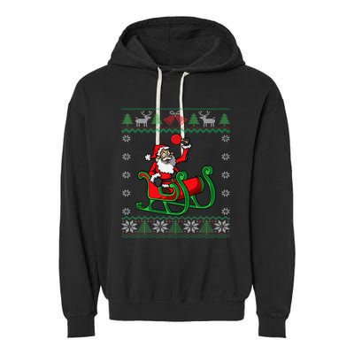 Ping Pong Player Santa Claus Table Tennis Ugly Christmas Garment-Dyed Fleece Hoodie