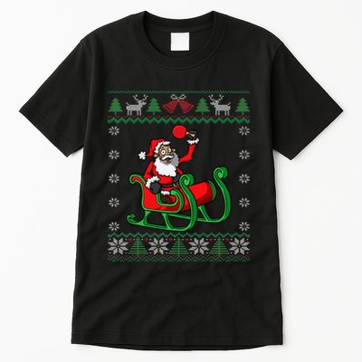 Ping Pong Player Santa Claus Table Tennis Ugly Christmas Tall T-Shirt