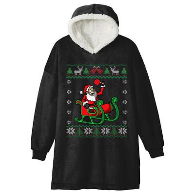 Ping Pong Player Santa Claus Table Tennis Ugly Christmas Hooded Wearable Blanket