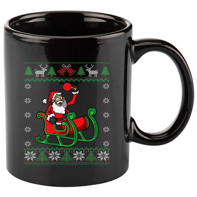 Ping Pong Player Santa Claus Table Tennis Ugly Christmas 11oz C Handle Ceramic Mug
