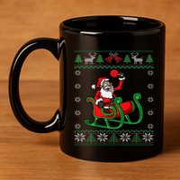 Ping Pong Player Santa Claus Table Tennis Ugly Christmas 11oz C Handle Ceramic Mug