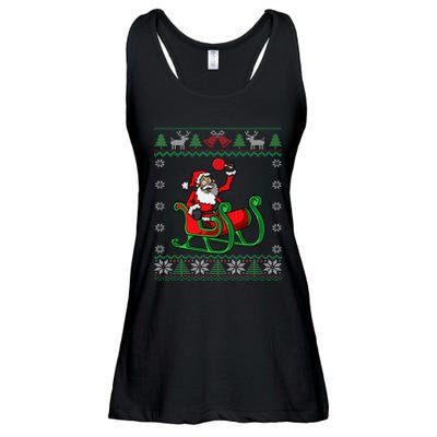 Ping Pong Player Santa Claus Table Tennis Ugly Christmas Ladies Essential Flowy Tank