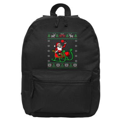 Ping Pong Player Santa Claus Table Tennis Ugly Christmas 16 in Basic Backpack