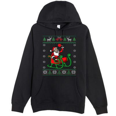 Ping Pong Player Santa Claus Table Tennis Ugly Christmas Premium Pullover Hoodie