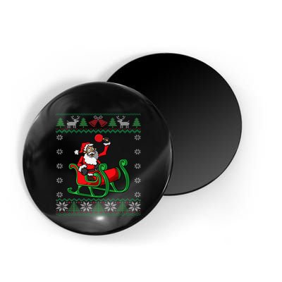 Ping Pong Player Santa Claus Table Tennis Ugly Christmas Magnet
