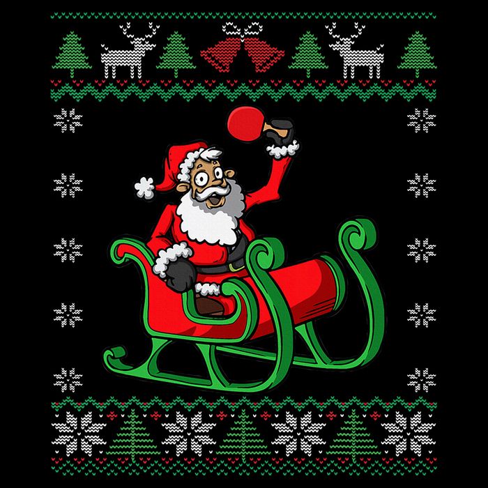 Ping Pong Player Santa Claus Table Tennis Ugly Christmas Magnet
