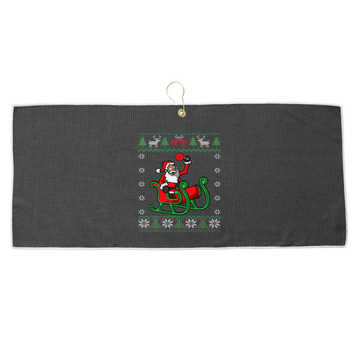 Ping Pong Player Santa Claus Table Tennis Ugly Christmas Large Microfiber Waffle Golf Towel