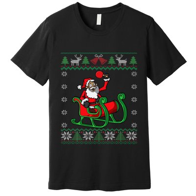 Ping Pong Player Santa Claus Table Tennis Ugly Christmas Premium T-Shirt
