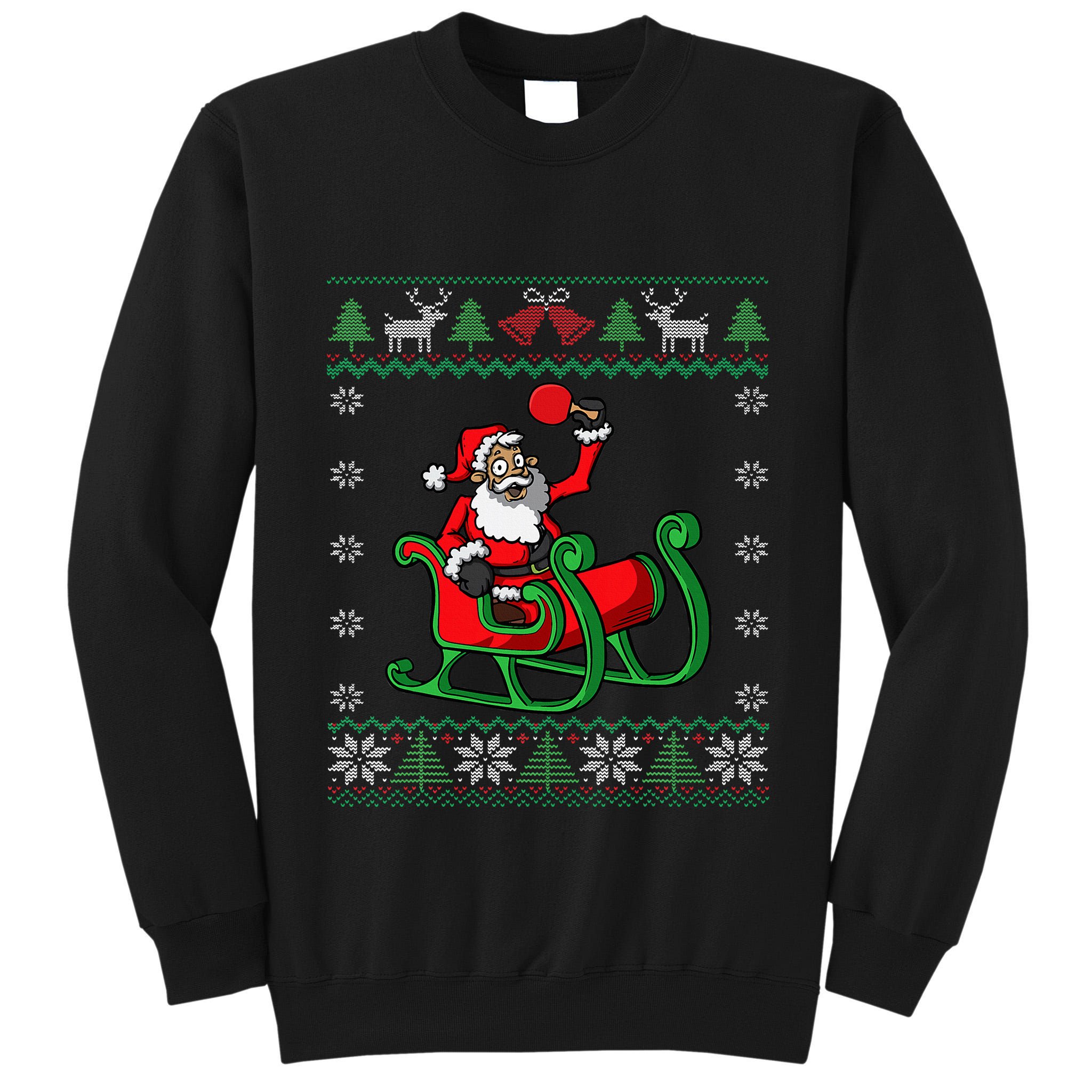 Ping Pong Player Santa Claus Table Tennis Ugly Christmas Tall Sweatshirt