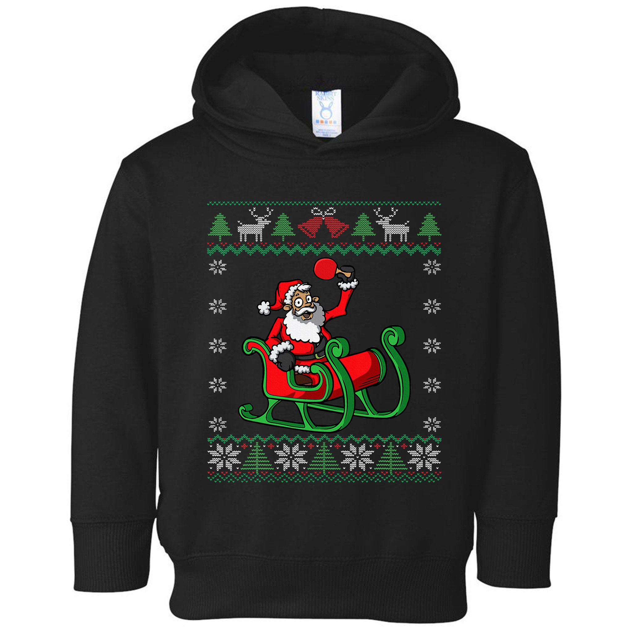 Ping Pong Player Santa Claus Table Tennis Ugly Christmas Toddler Hoodie