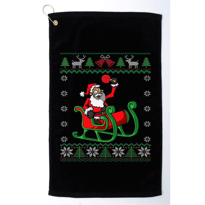 Ping Pong Player Santa Claus Table Tennis Ugly Christmas Golf Towel