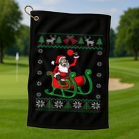 Ping Pong Player Santa Claus Table Tennis Ugly Christmas Golf Towel