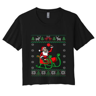 Ping Pong Player Santa Claus Table Tennis Ugly Christmas Crop Top