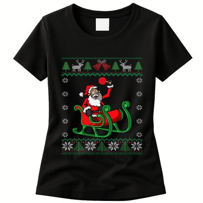 Ping Pong Player Santa Claus Table Tennis Ugly Christmas Womens T-Shirt
