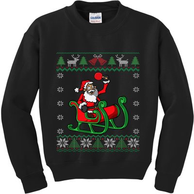 Ping Pong Player Santa Claus Table Tennis Ugly Christmas Kids Sweatshirt