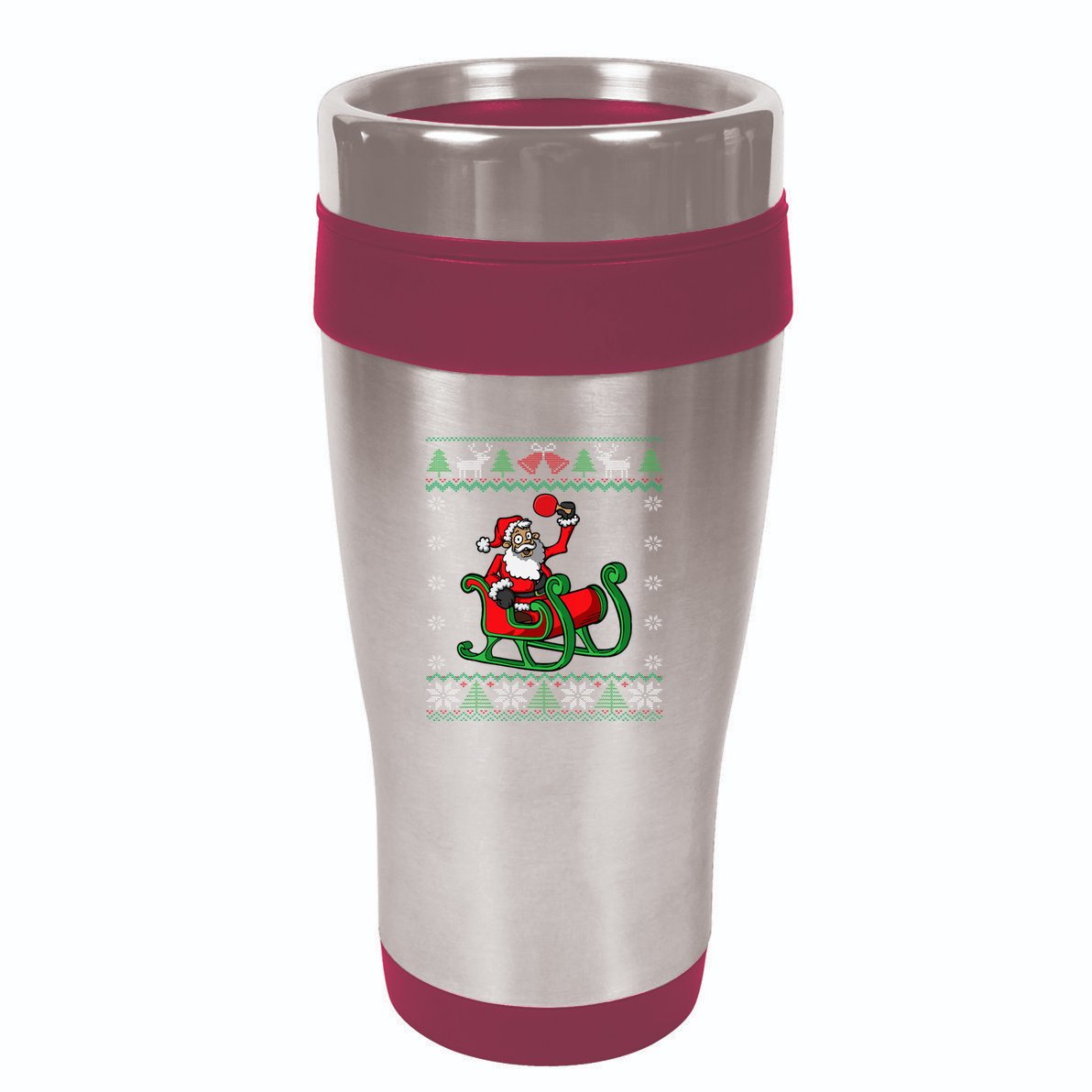 Ping Pong Player Santa Claus Table Tennis Ugly Christmas 16oz Travel Tumbler