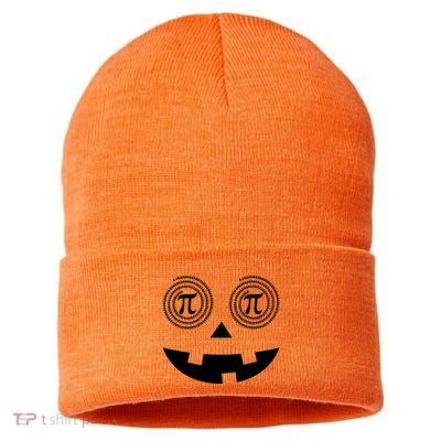 Pumpkin Pi Pie Funny Math Pun Thanksgiving Halloween Costume Sustainable Knit Beanie