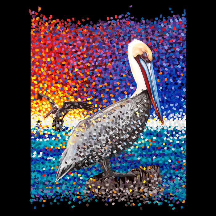 Pelican Pixelated Drawstring Bag