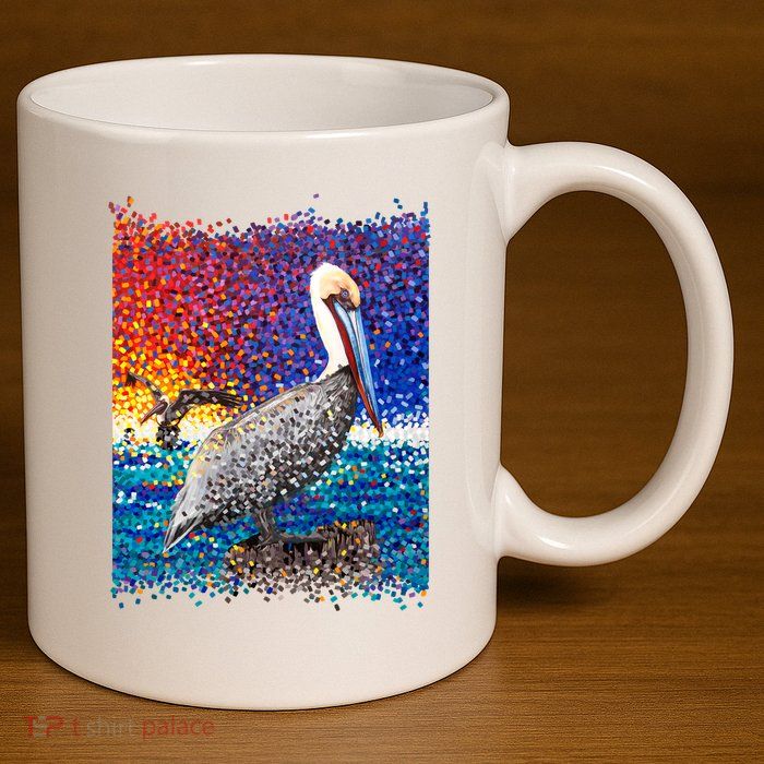 Pelican Pixelated 11oz C Handle Ceramic Mug