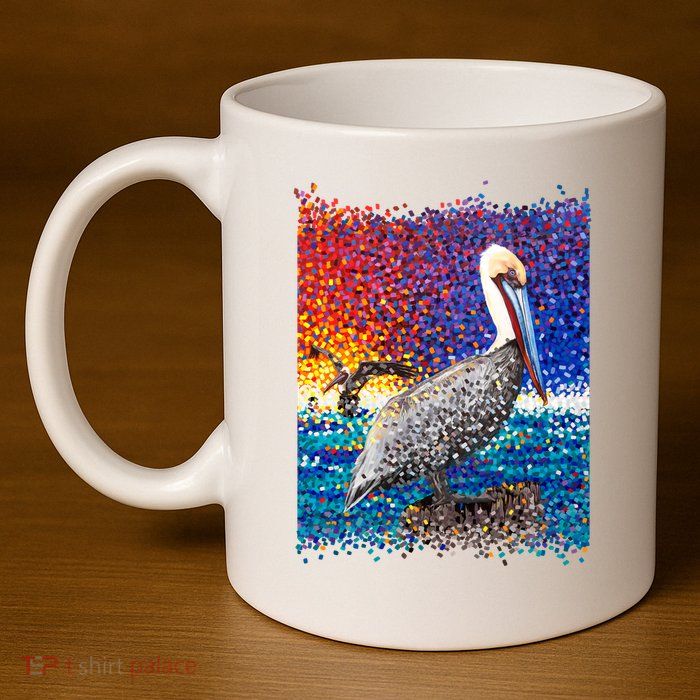 Pelican Pixelated 11oz C Handle Ceramic Mug