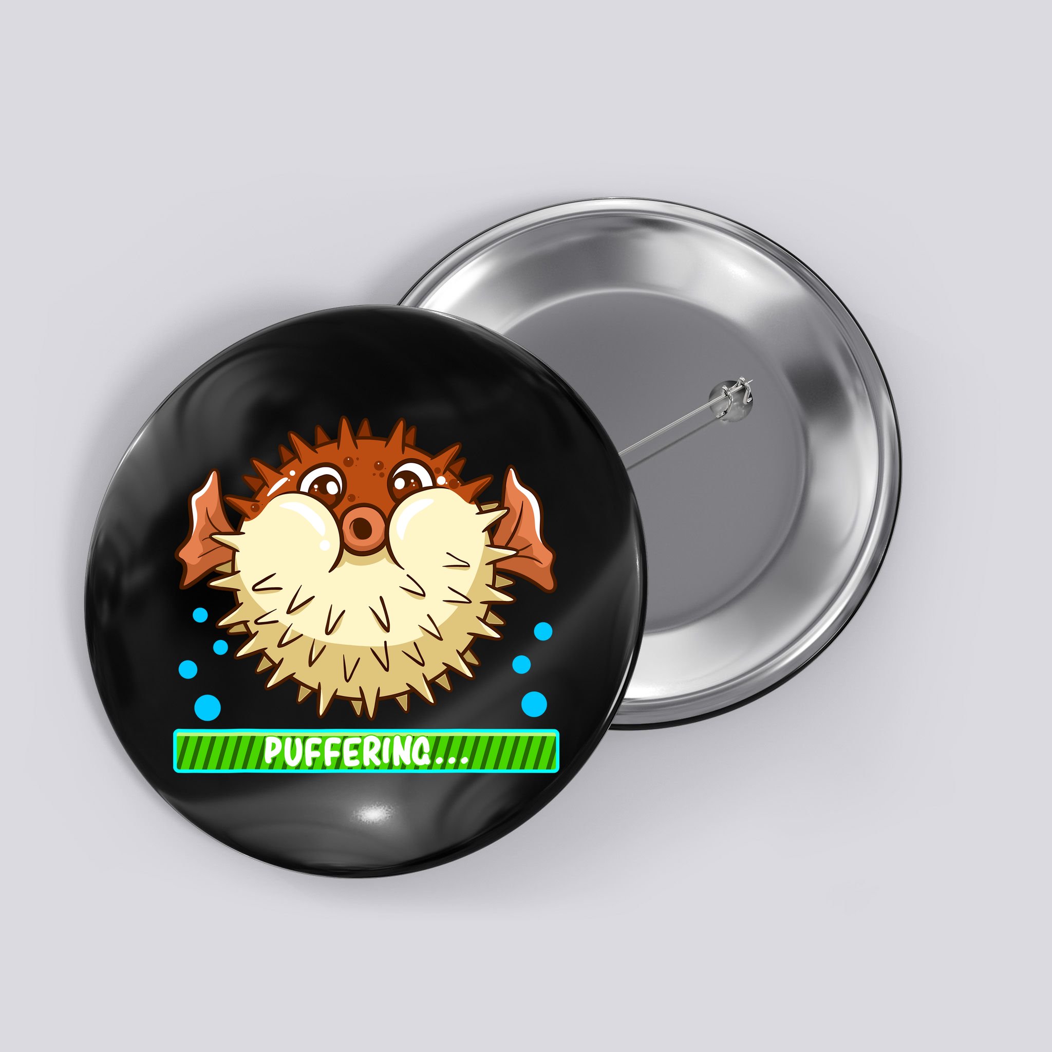 Pufferfish Puffering Puffers Tetraodontidae Fish Boy Girl Button
