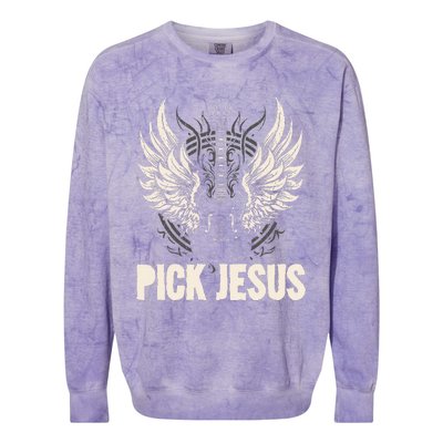 Preacher Pastor Pick Jesus Christian Sermonator Pastor Colorblast Crewneck Sweatshirt