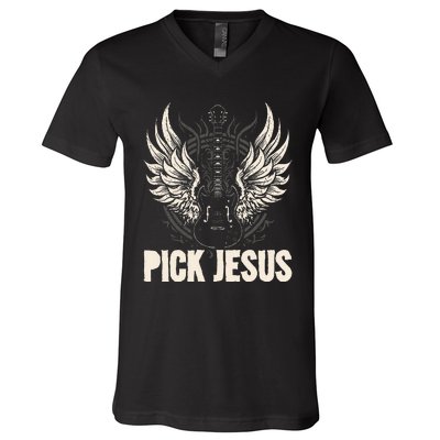 Preacher Pastor Pick Jesus Christian Sermonator Pastor V-Neck T-Shirt