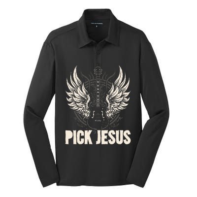 Preacher Pastor Pick Jesus Christian Sermonator Pastor Silk Touch Performance Long Sleeve Polo