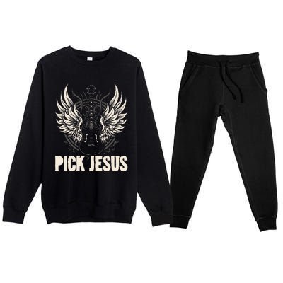 Preacher Pastor Pick Jesus Christian Sermonator Pastor Premium Crewneck Sweatsuit Set