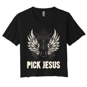 Preacher Pastor Pick Jesus Christian Sermonator Pastor Women's Crop Top Tee