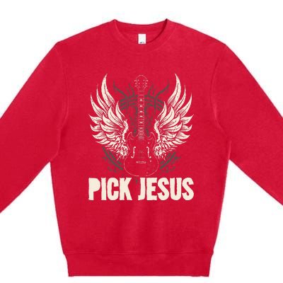 Preacher Pastor Pick Jesus Christian Sermonator Pastor Premium Crewneck Sweatshirt