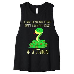 Python Pithon Pi Symbol Math Teacher Pi Day Women's Racerback Cropped Tank