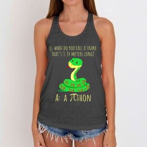 Python Pithon Pi Symbol Math Teacher Pi Day Women's Knotted Racerback Tank