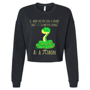 Python Pithon Pi Symbol Math Teacher Pi Day Cropped Pullover Crew