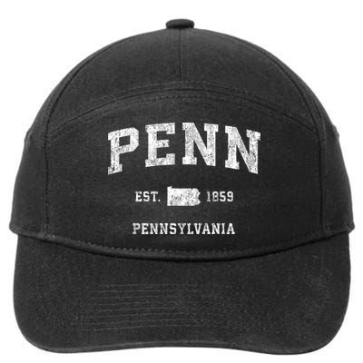 Penn Pennsylvania Pa Vintage Established Athletic Sports Design 7-Panel Snapback Hat