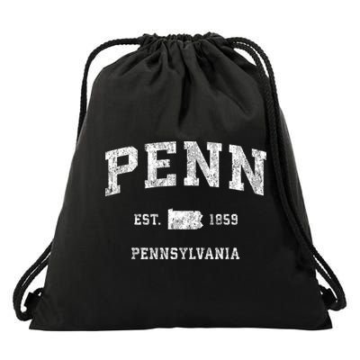 Penn Pennsylvania Pa Vintage Established Athletic Sports Design Drawstring Bag