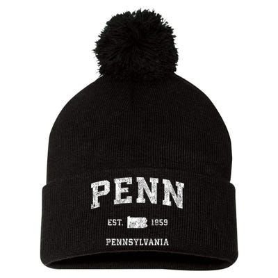 Penn Pennsylvania Pa Vintage Established Athletic Sports Design Pom Pom 12in Knit Beanie