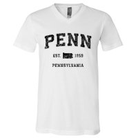 Penn Pennsylvania Pa Vintage Established Athletic Sports Design V-Neck T-Shirt