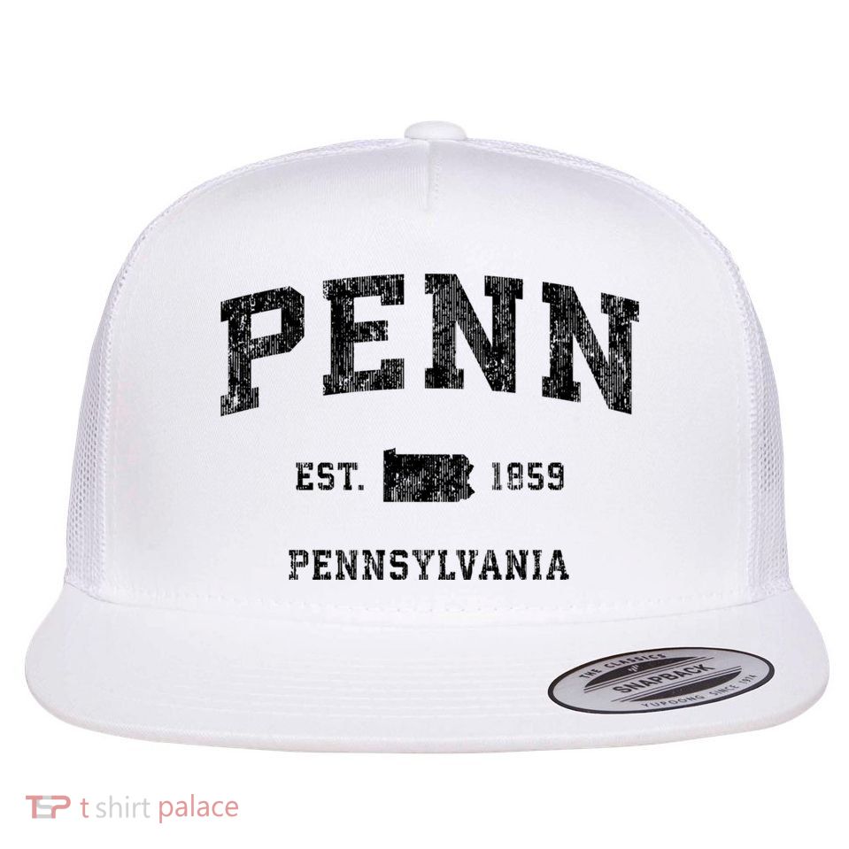 Penn Pennsylvania Pa Vintage Established Athletic Sports Design Flatbill Hat